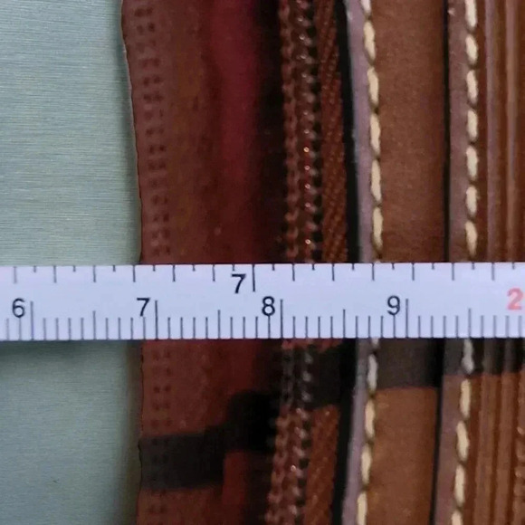 American Living Plaid & Faux Leather Handbag With Zipper Closure & Inner Pocket - Picture 9 of 9